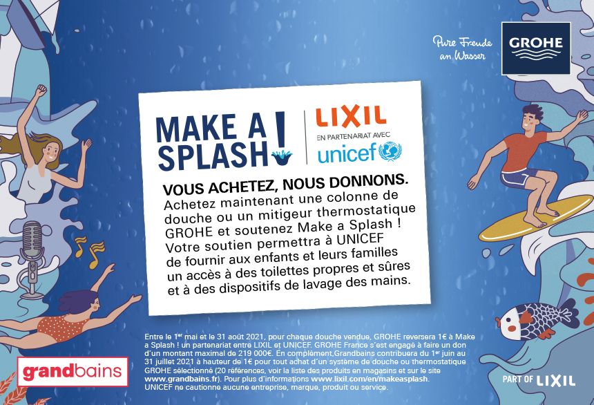 Grandbains soutient Make a Splash ! pour aider les enfants qui n’ont pas accès à des installations sanitaires